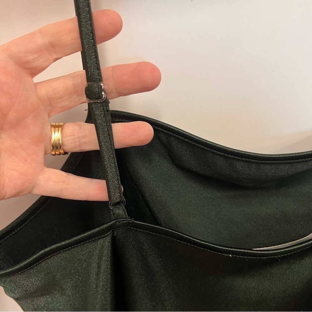 Hiatus midi emerald green satin slip dress w/adjustable spaghetti straps size M - Picture 4 of 9